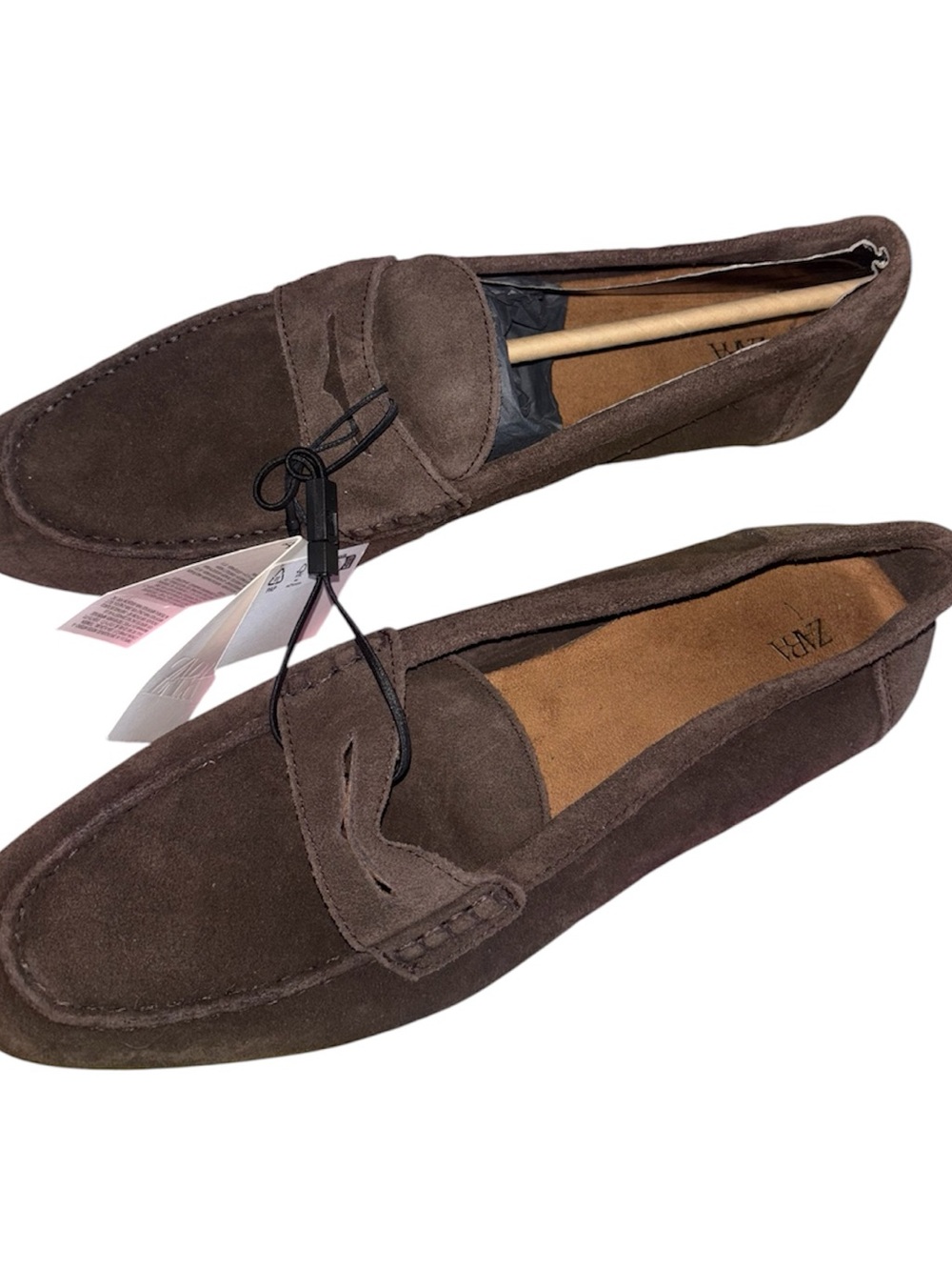 Zara Men's Dark Brown Suede Penny Loafers